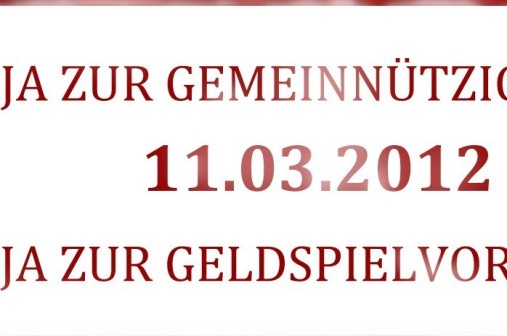 OUI au 'Projet de loi sur les jeux d'argent du 11.3.2012'. Ja-Stempel zur Abstimmung 'Geldspielvorlage vom 11.3.2012'. OUI au 'Projet de loi sur les jeux d'argent du 11.3.2012'. Votiamo SÌ al 'progetto di legge sui giochi in denaro del 11.3.2012'.