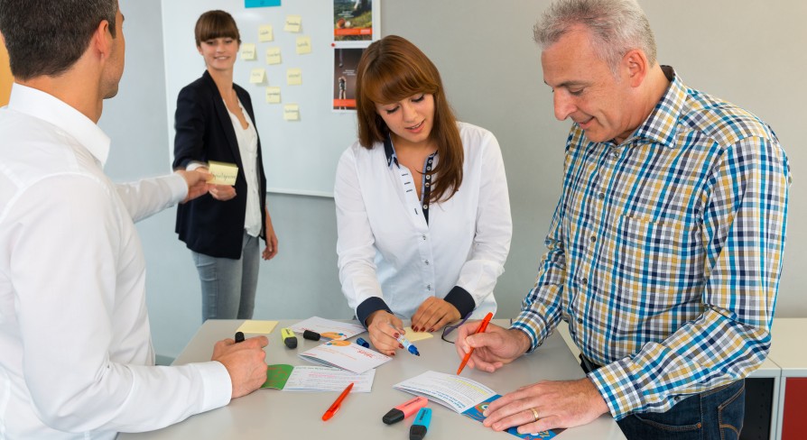 Swisslos-Projektteam bei der Arbeit. L'équipe de projet de Swisslos au travail. Il team progettuale di Swisslos al lavoro.