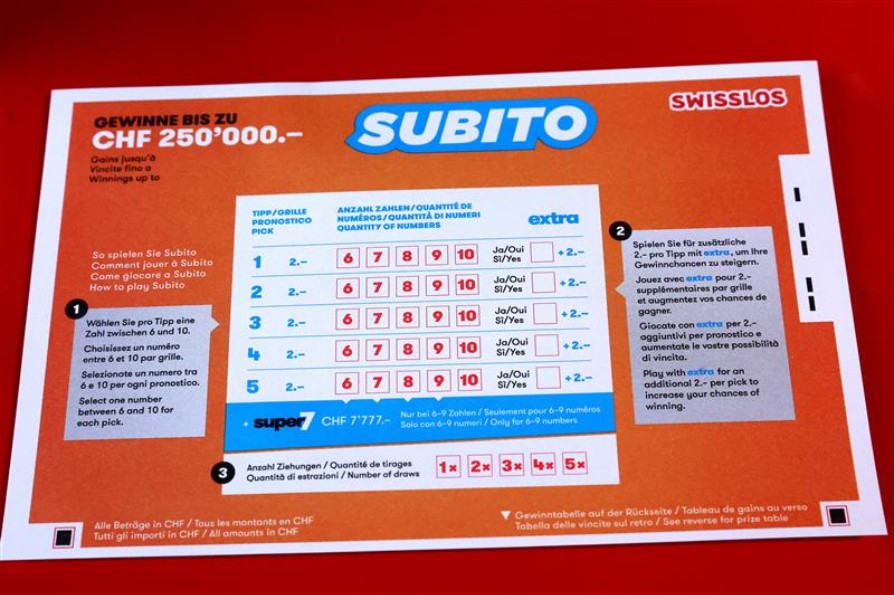 Subito Spielschein Einzelaufnahme 2025 Leerer Subito Spielschein. Bulletin Subito non rempli. Schedina Subito vuota.